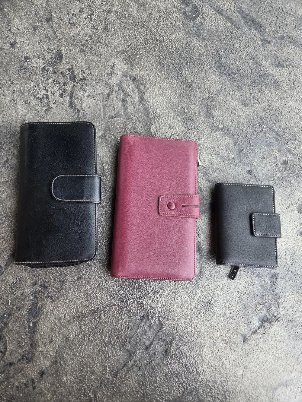 3 Women's Geniune Leather Stitching Zip Wallets - Versatile Card Organizer